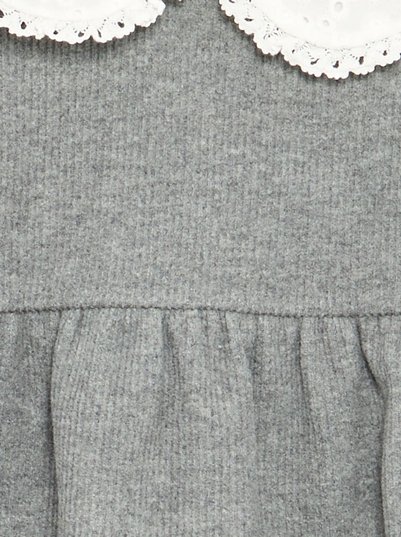 Robe en maille et à manches longues Gris - Kiabi