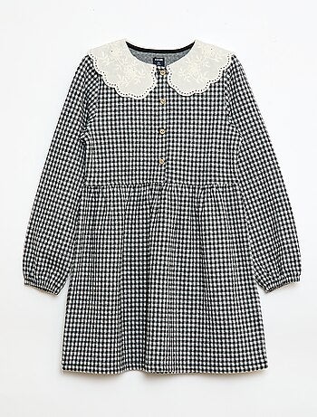 Robe en maille jacquard avec col claudine