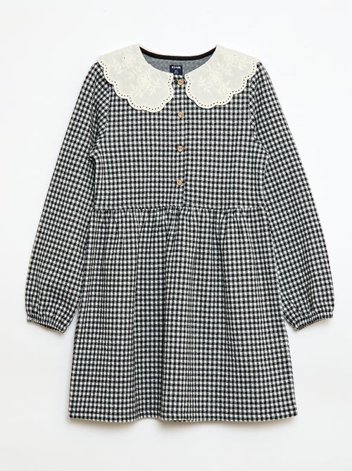 Robe en maille jacquard avec col claudine - Kiabi
