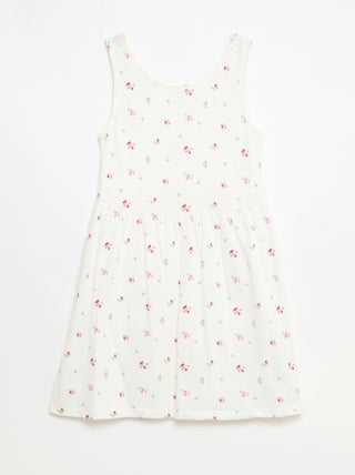 Robe en maille légère fine bretelles all-over en coton