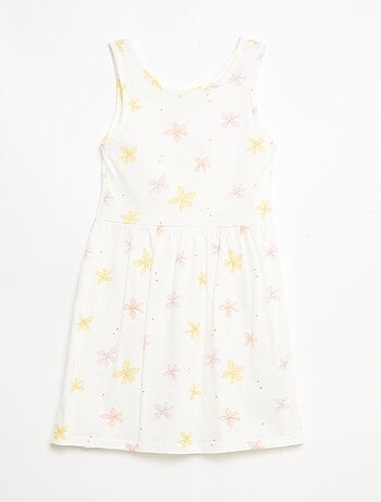 Robe en maille légère fine bretelles all-over en coton