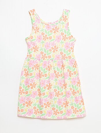 Robe en maille légère fine bretelles all-over en coton