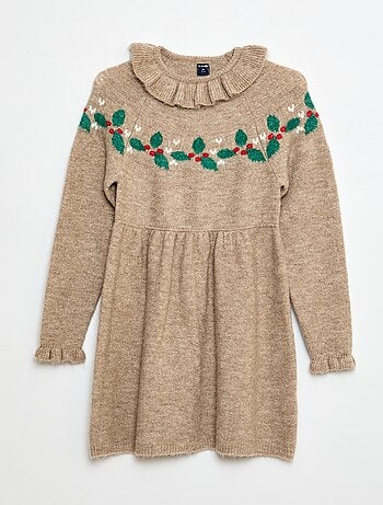 Robe en maille mousseuse 'Noël' avec collerette