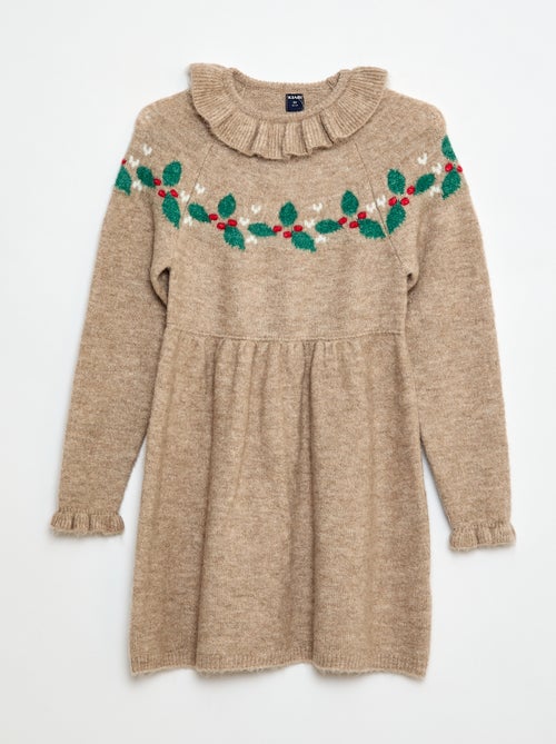 Robe en maille mousseuse 'Noël' avec collerette - Kiabi