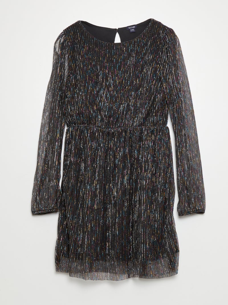 Robe en maille plissée Noir - Kiabi