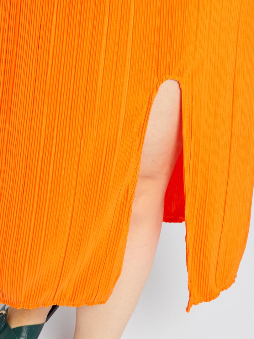 Robe en maille plissée orange - Kiabi