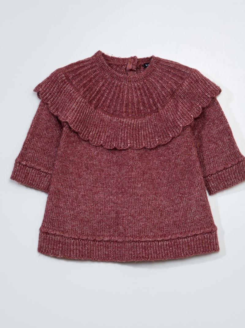 Robe en maille tricot avec col fantaisie Rose - Kiabi