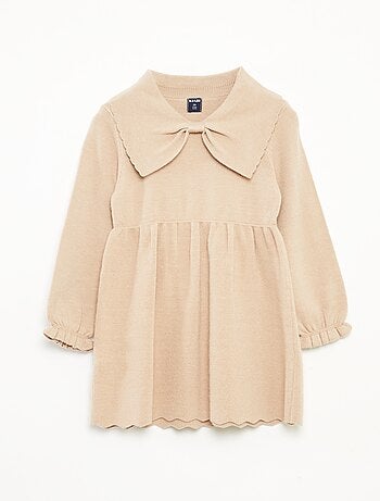 Robe en maille tricot avec col noeud