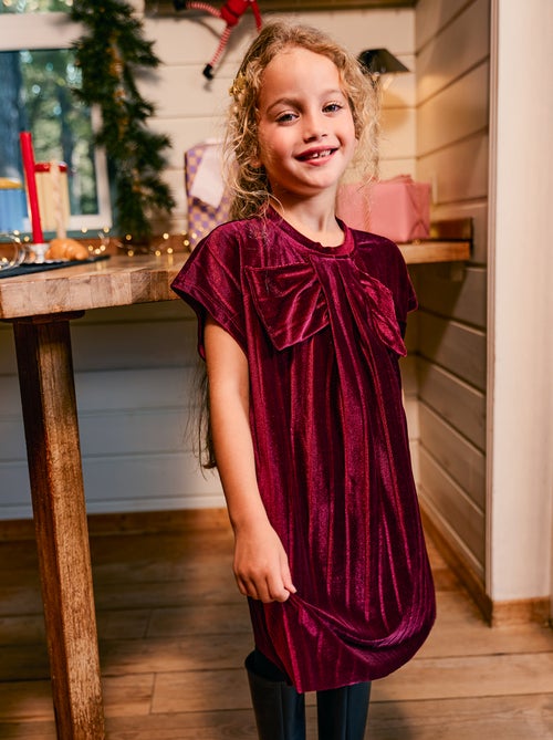 Robe en maille velvet avec gros nœud - Kiabi