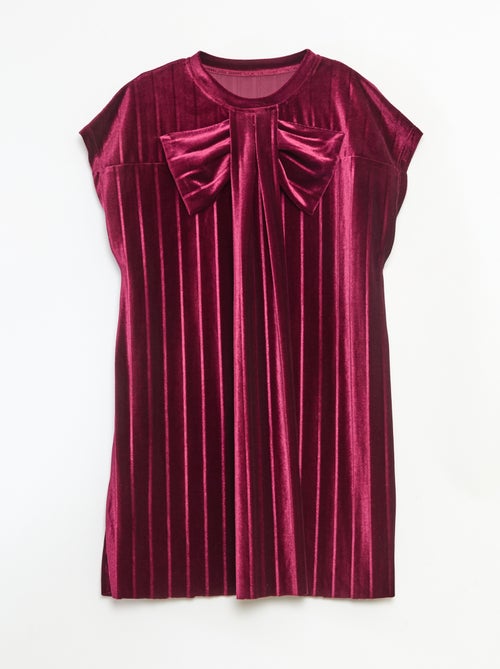 Robe en maille velvet avec gros nœud - Kiabi