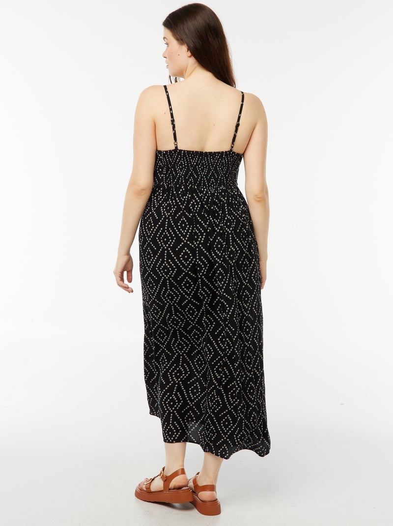 Robe en matière crêpée avec fines bretelles Noir - Kiabi