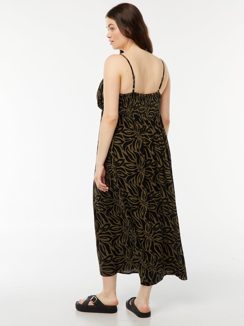 Robe en matière crêpée avec fines bretelles Vert - Kiabi