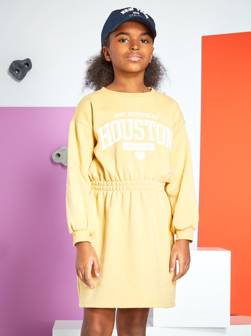 Robe en molleton avec taille élastiquée Jaune - Kiabi