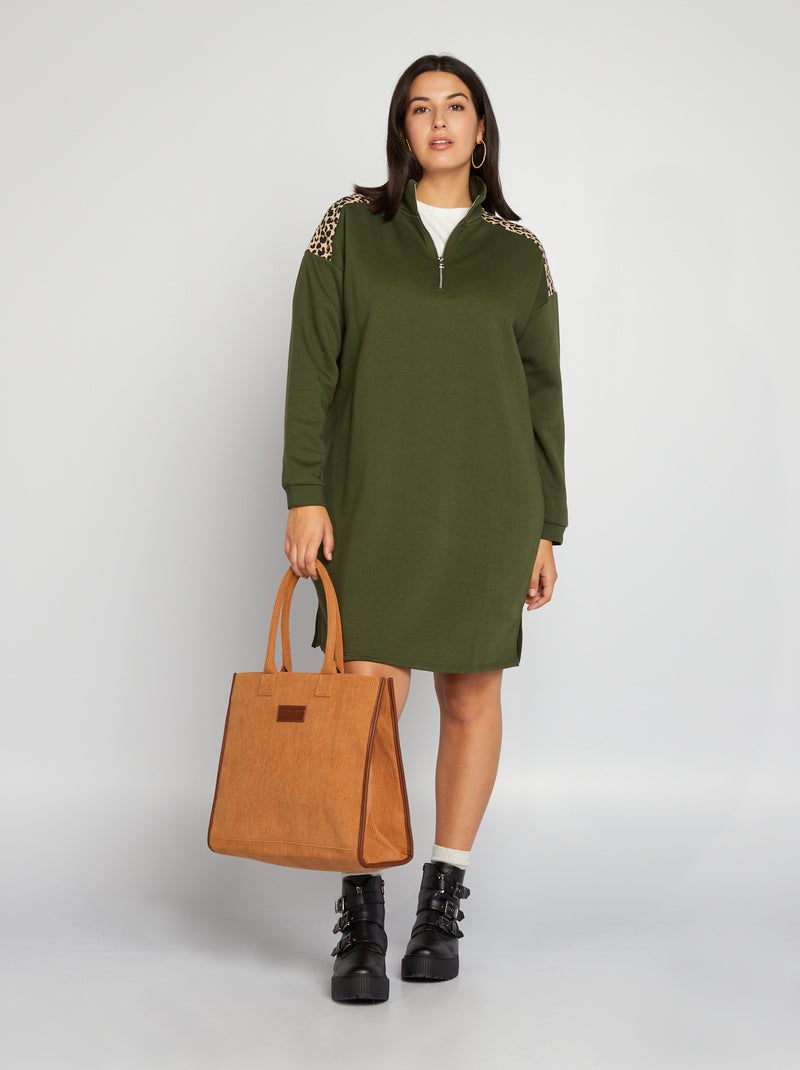 Robe en molleton col camionneur Vert - Kiabi