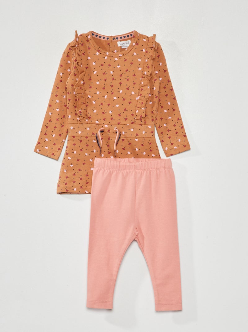 Robe en molleton + legging - 2 pièces Marron - Kiabi