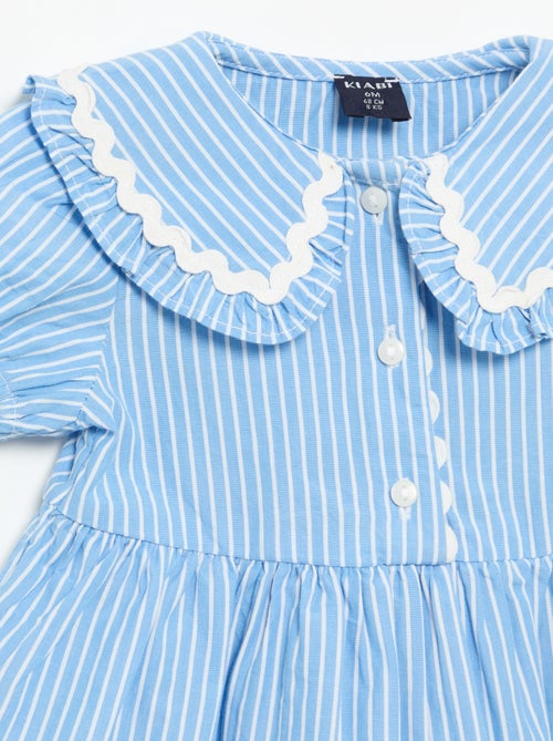 Robe en popeline à manches courtes avec col claudine - Kiabi