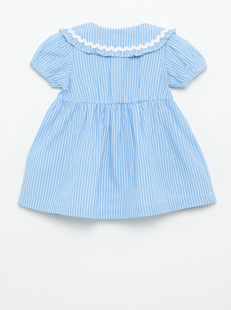 Robe en popeline à manches courtes avec col claudine Bleu - Kiabi