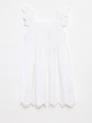 Robe en popeline avec broderie anglaise