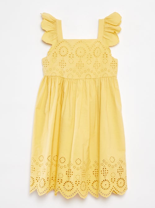 Robe en popeline avec broderie anglaise - Kiabi