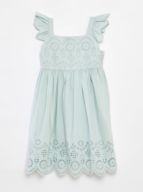 Robe en popeline avec broderie anglaise - Kiabi