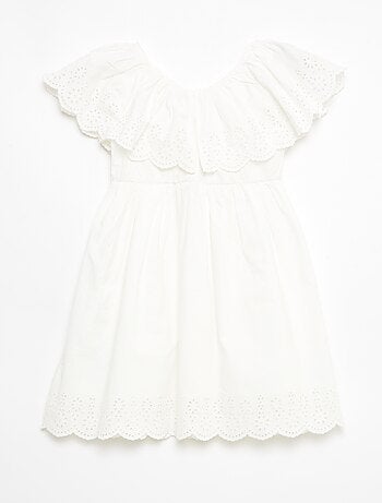 Robe en popeline avec détails broderie anglaise