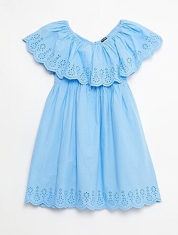 Robe en popeline avec détails broderie anglaise