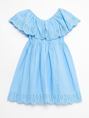 Robe en popeline avec détails broderie anglaise