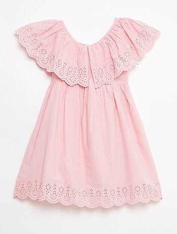 Robe en popeline avec détails broderie anglaise