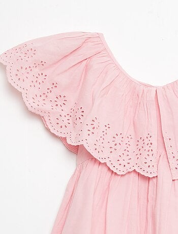 Robe en popeline avec détails broderie anglaise