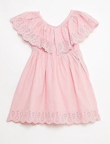 Robe en popeline avec détails broderie anglaise