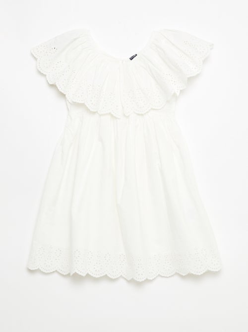 Robe en propoline avec détails broderie anglaise - Kiabi