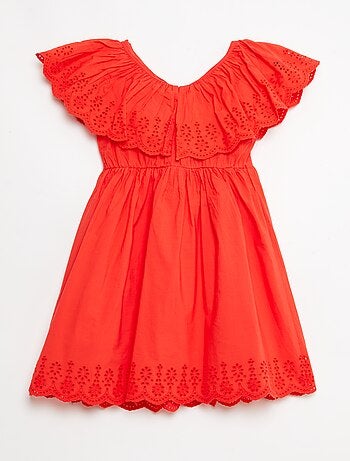 Robe en propoline avec détails broderie anglaise