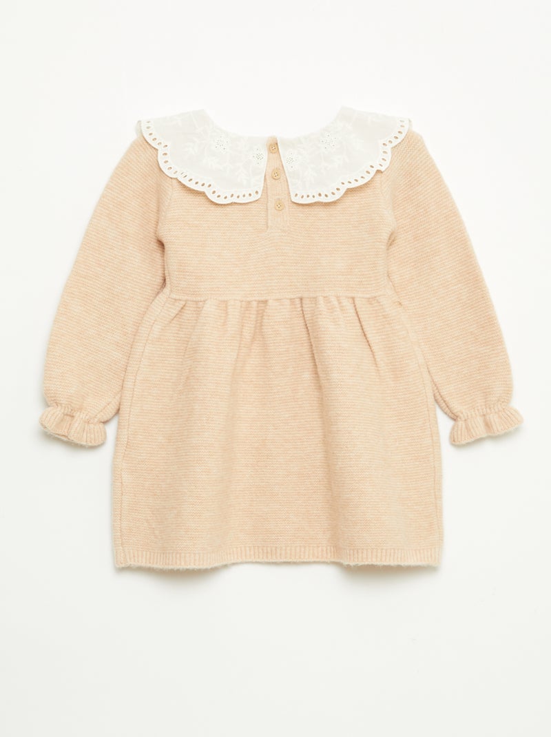 Robe en tricot avec col claudine Beige - Kiabi