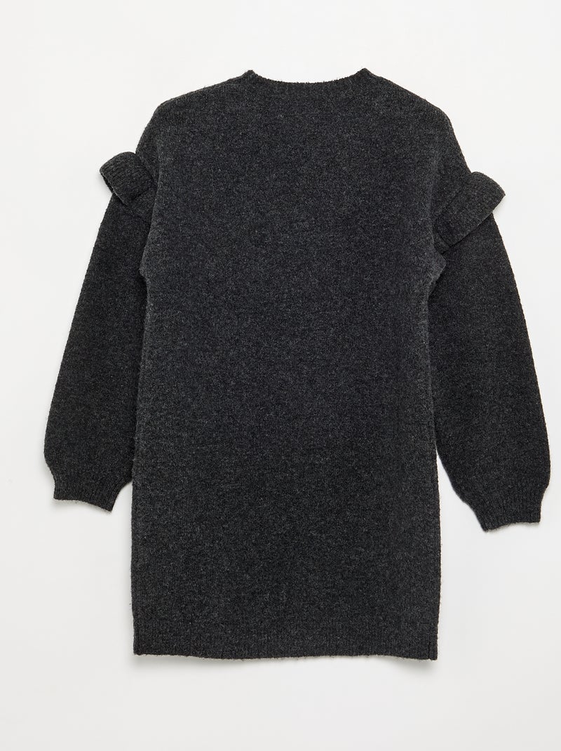 Robe en tricot avec épaules volantées Gris - Kiabi