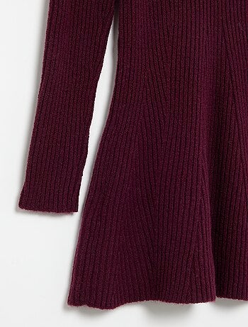 Robe en tricot côtelé à manches longues