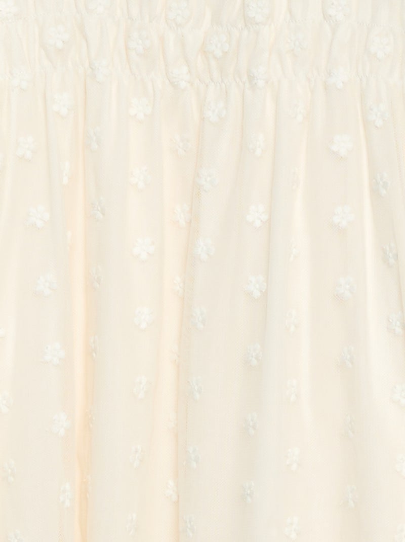 Robe en tulle avec broderies fleurs Blanc - Kiabi