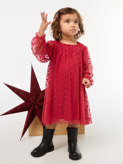 Robe en tulle avec broderies fleurs - Kiabi