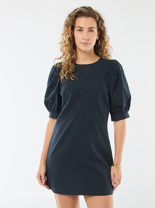 Robe en twill à manches bouffantes - Kiabi