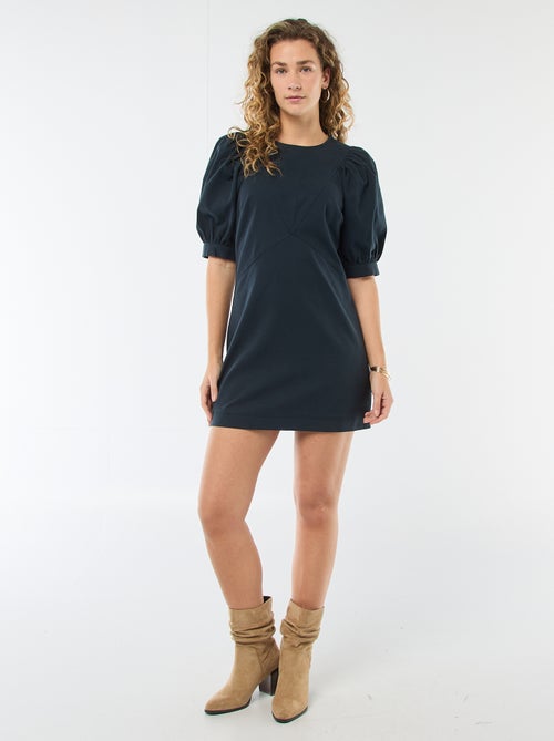 Robe en twill à manches bouffantes - Kiabi