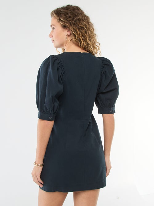Robe en twill à manches bouffantes - Kiabi