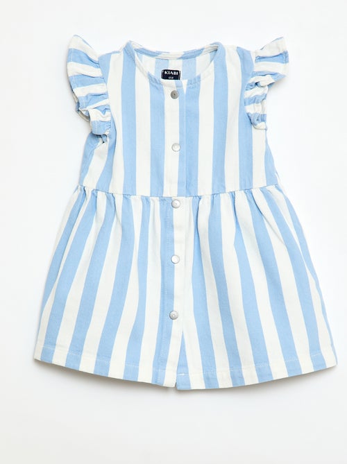 Robe en twill rayée à manches courtes - Kiabi