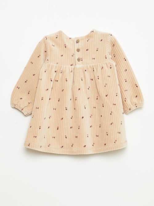 Robe en velours à manches longues avec motif - Kiabi