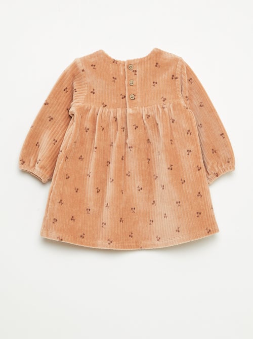 Robe en velours à manches longues avec motif - Kiabi