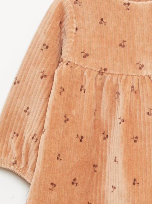 Robe en velours à manches longues avec motif - Kiabi