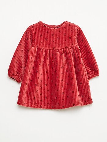 Robe en velours à manches longues avec motif