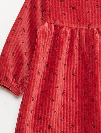 Robe en velours à manches longues avec motif