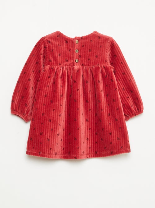 Robe en velours à manches longues avec motif - Kiabi