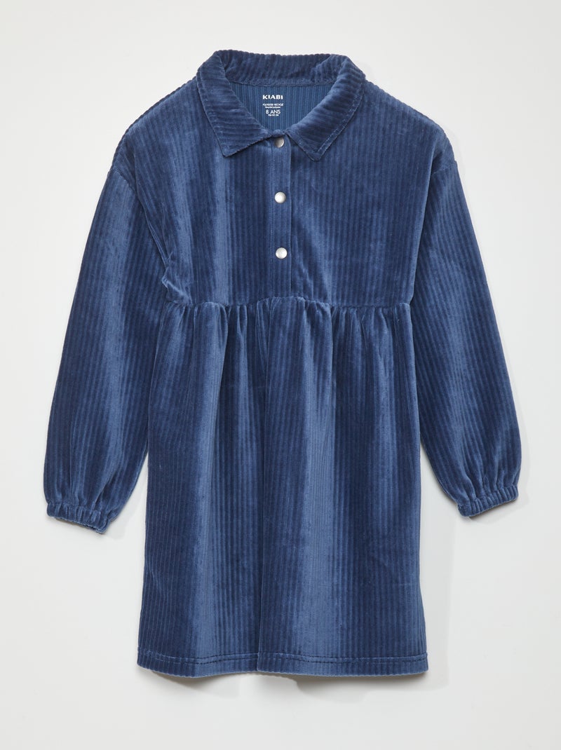 Robe en velours Bleu - Kiabi