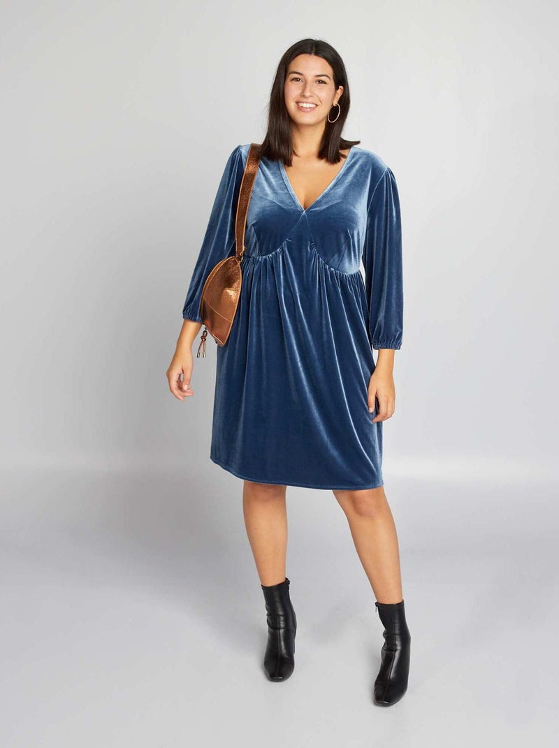Robe en velours Bleu - Kiabi