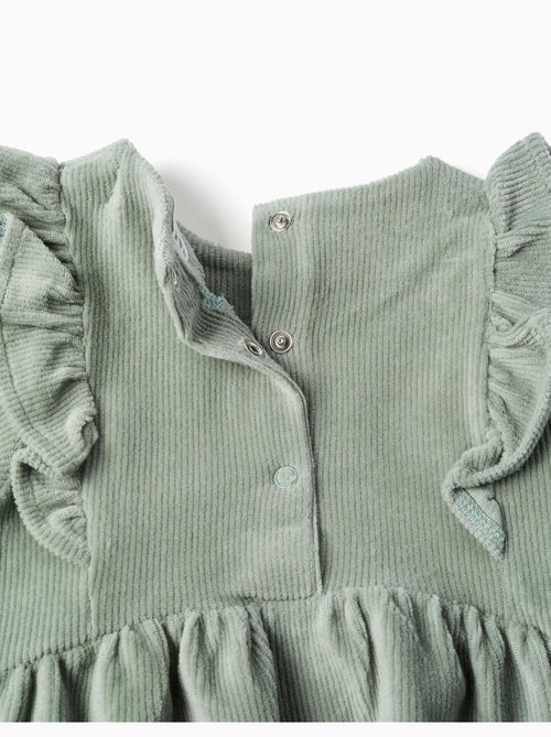 Robe en velours côtelé à manches longues avec volants - Kiabi